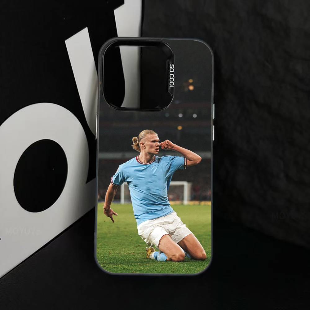 Football Star E-Erling H-Haaland Phone Case For iPhone 17,16,15,14,13,12,11 Plus,Pro Max,XS,Colored Silver Plated Inside Cover