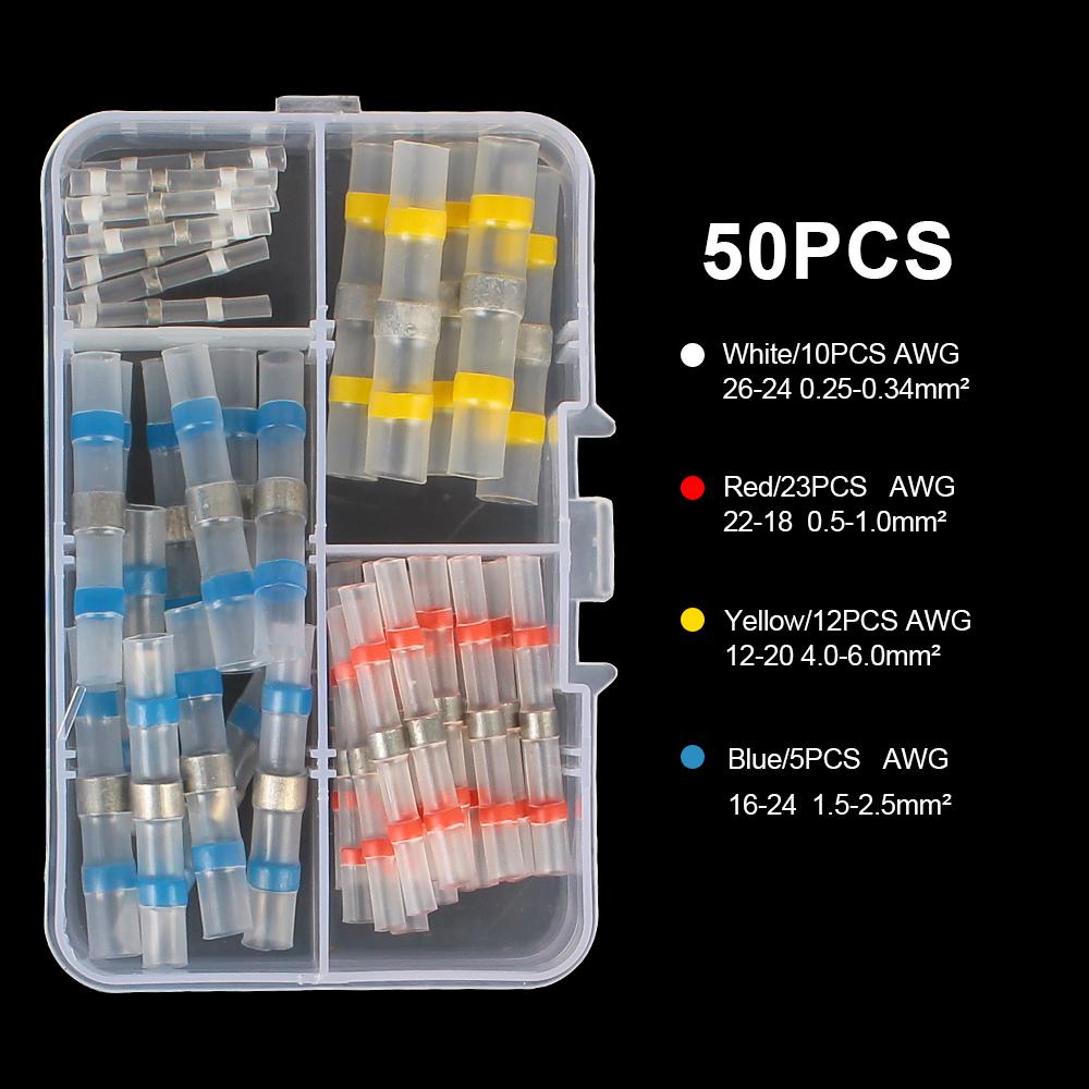 

Wires Connector 50/100/300PCS Solder Seal Waterproof Insulated Butt Splices Terminals Block Mini 50pcs