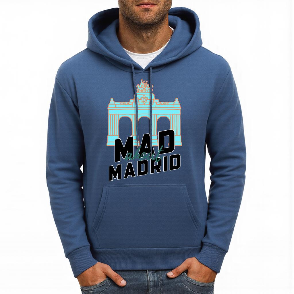 Madrid Alcala Sliding Door Printing Mens Hoodies Hip Hop Loose Unisex Streetwear Casual Pocket Hoody Autumn Fleece Male Pullover