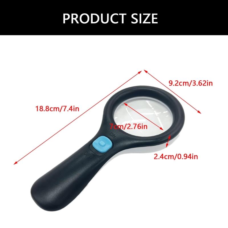 3 LED Illuminates Magnifier 10X Strength Handheld Lightweight Design For Elderly Reading Children Nature Study