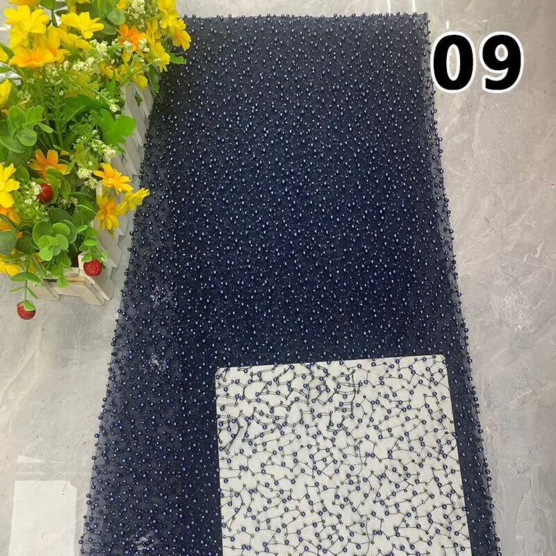 90x125cm Luxury Embroidery Pearl Sequin Loose Bead Fabric DIY Handmade Dress Material High Quality Handmade Pearl Beads Mesh