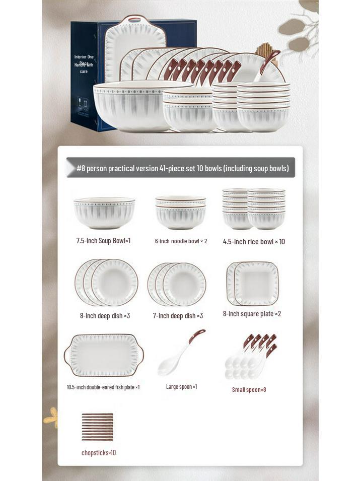 Moode Lanka 41-Piece Porcelain Dinnerware Set