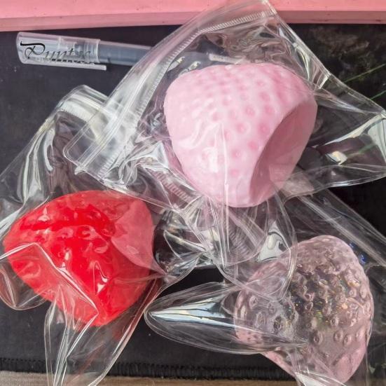 Stress And Irritability Reducer Strawberry Squeeze Toy, Relief Ball for Adults Soft TPR Fruit Portable Toy Fidget Focus Enhancer Party Favors