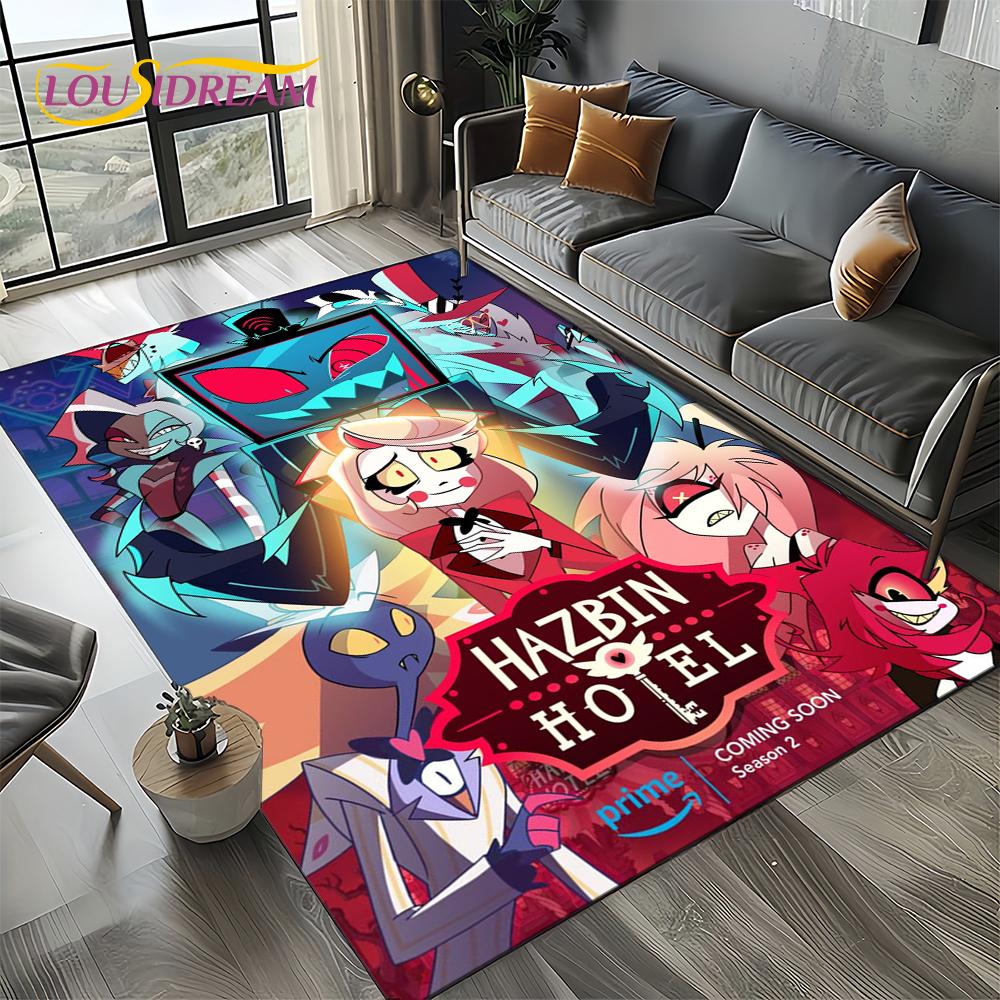 2025 H-Hazbin Hotel Charlie Cartoon Carpet Rug for Bedroom Living Room Home Sofa Decoration,kids Game Play Decor Floor Mat Gift