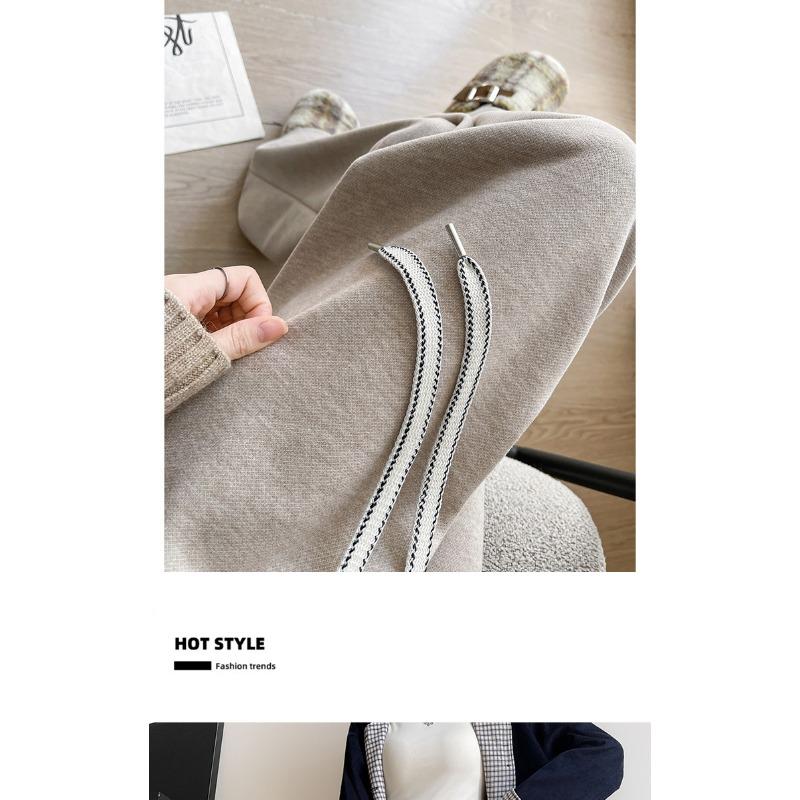 Women S High Waist Loose Wide Leg Thick Fleece Lined Casual Straight Pants