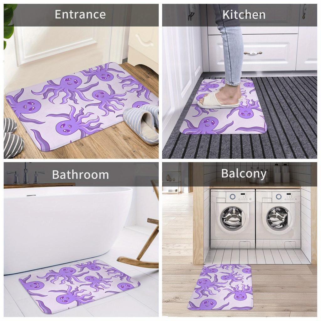 1PC Octopus Pattern Kitchen Rug Non-Slip Door Mats Pop design Bathroom Rug Bath Mat Carpet for Home Sink Laundry Decor