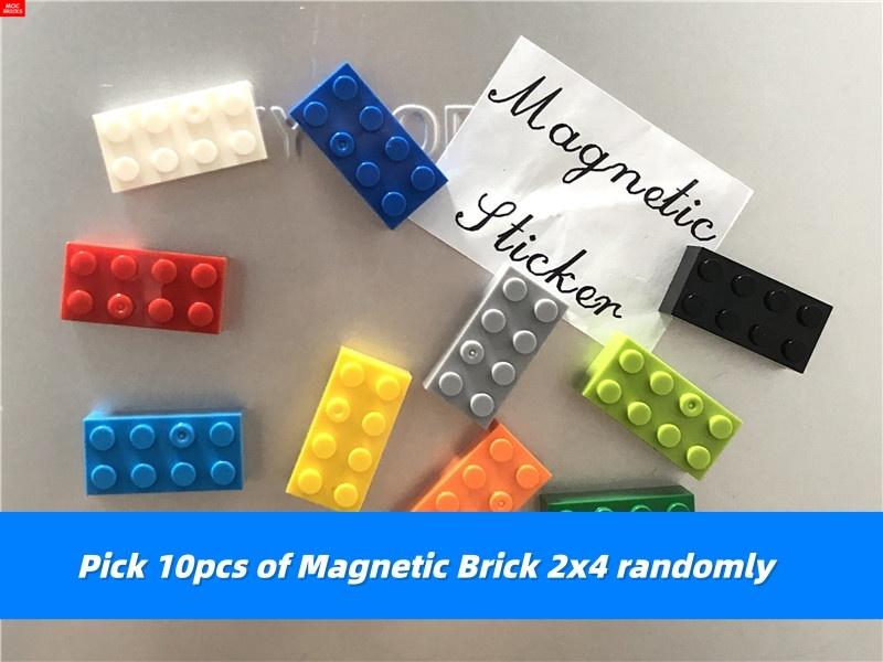 MOC Bricks Fridge Refrigerator Magnetic Brick 2x4 1x2-2x2 Sticker Educational Building Blocks Toys For Children Xmas Gifts