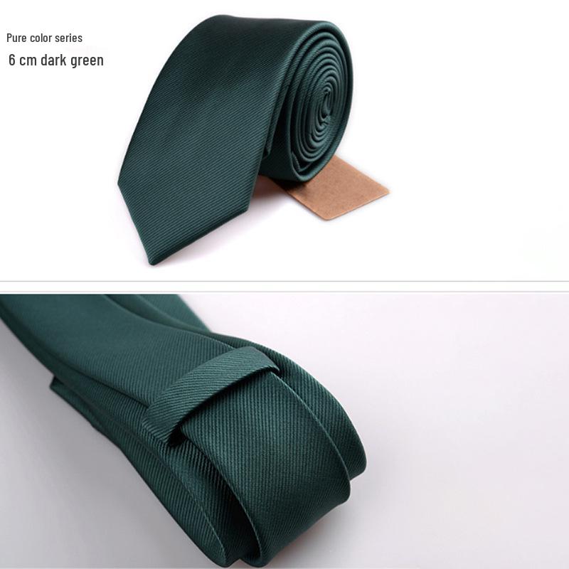 Czarny krawat męski formalny 6 cm w stylu koreańskim - Modny casualowy jednolity kolor poliester jedwab świąteczny biały krawat