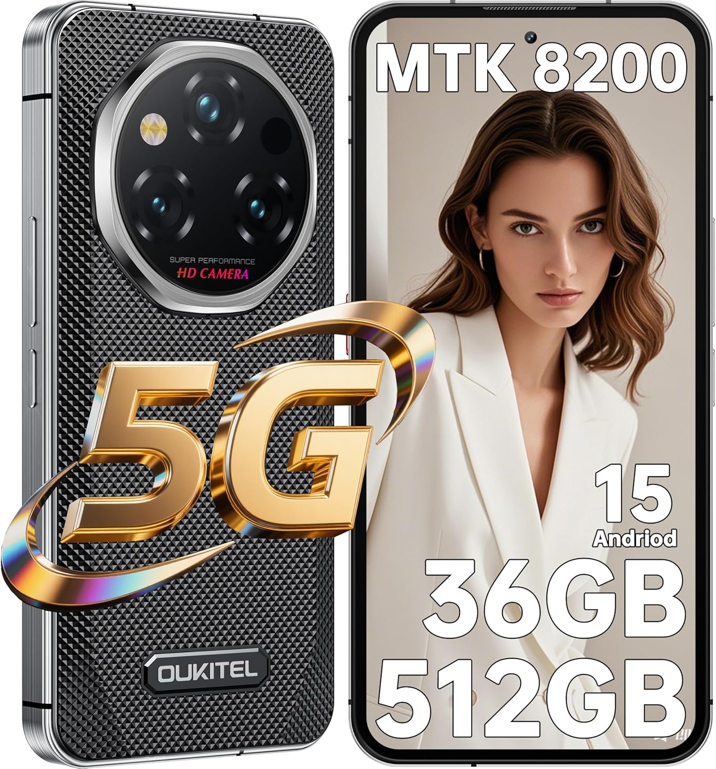 OUKITEL WP210 5G 36GB+512GB 8800mAh 6,7  Displej 108MP Android 15 Mobilný telefón čierna