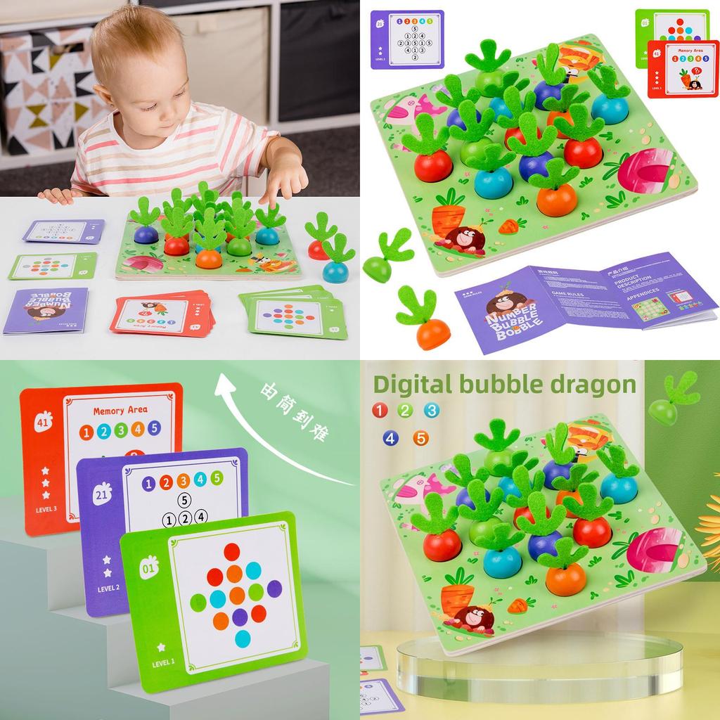 Wooden Bubble Dragon Carrot Building Blocks Memory Game With Diy Logic Puzzle For Kids Learning