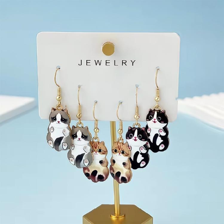 Stylish Cats Shape Ear Jewelry Alloy Texture Party Earrings Fashion Geometric Pendant Accessories for Party and Daily