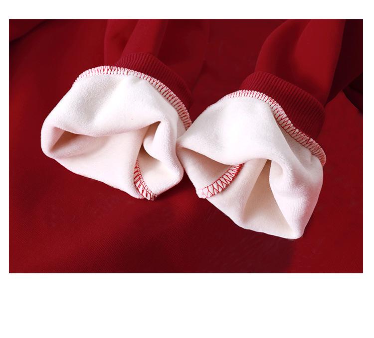 Festive Red Family Matching Sweatshirts: Autumn/Winter Round Neck for Parent-Child Trio