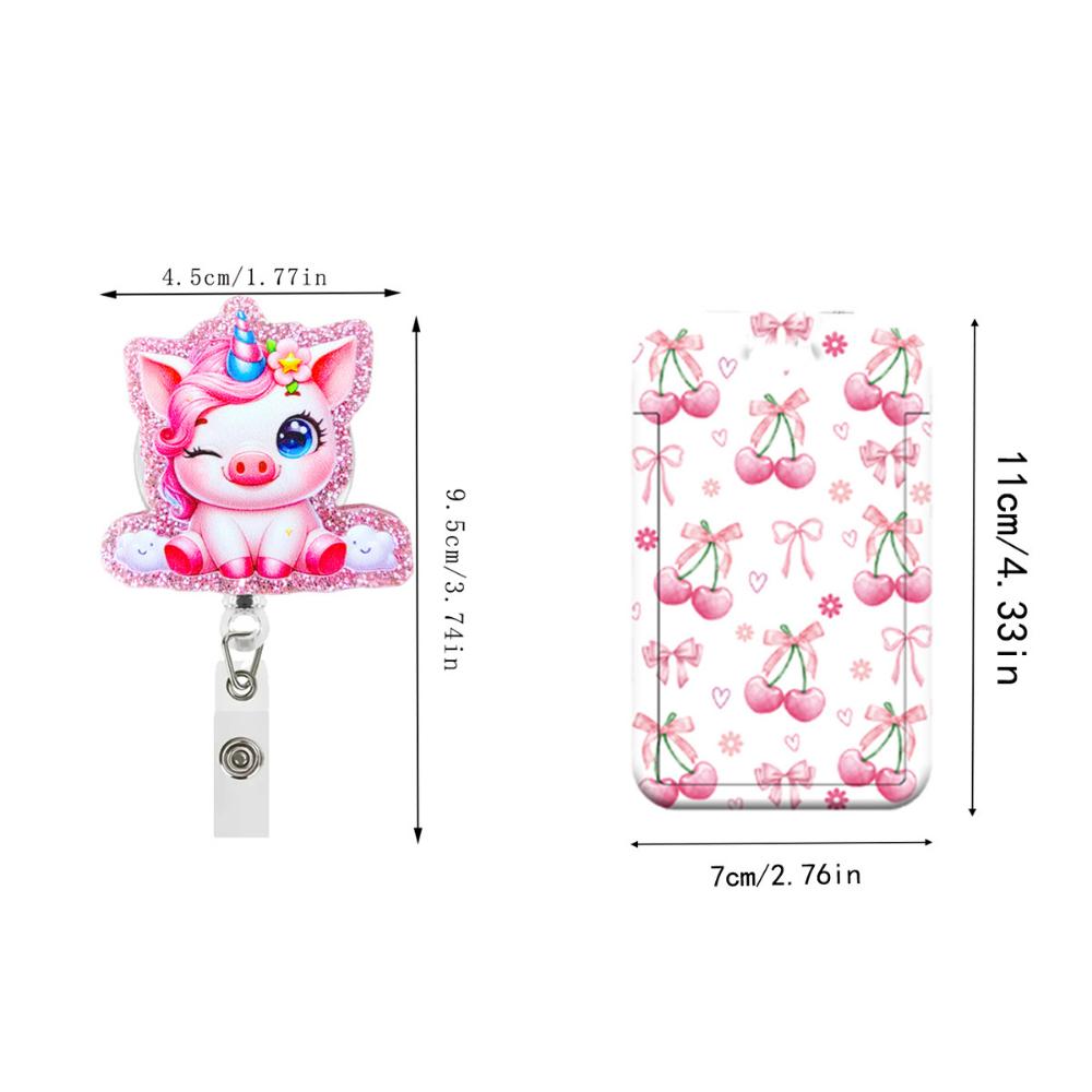 Retractable Card Holder Pink Acrylic Badge Holder Expansion Buckle Badge Clip Pink Bow Badge Cover For Event Souvenirs
