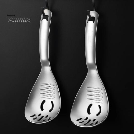 Durable Stainless Steel Grater Slotted Spoon with Bottle Opener & Ginger Grater, Fine Tooth Kitchen Accessory Manual Grinder for Puree Paste,