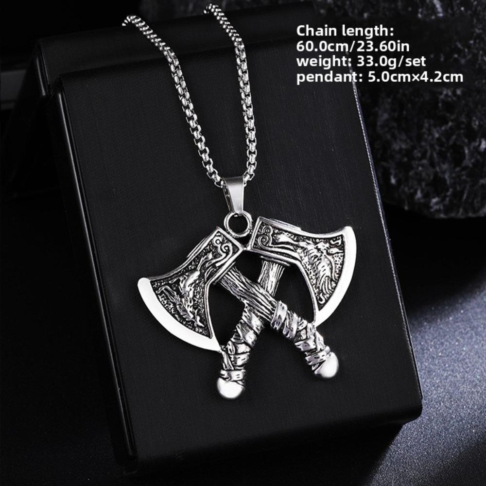 

Viking Axe Pendant for Men Stainless Steel Necklace Retro Bold Norse Jewelry Warrior Accessory