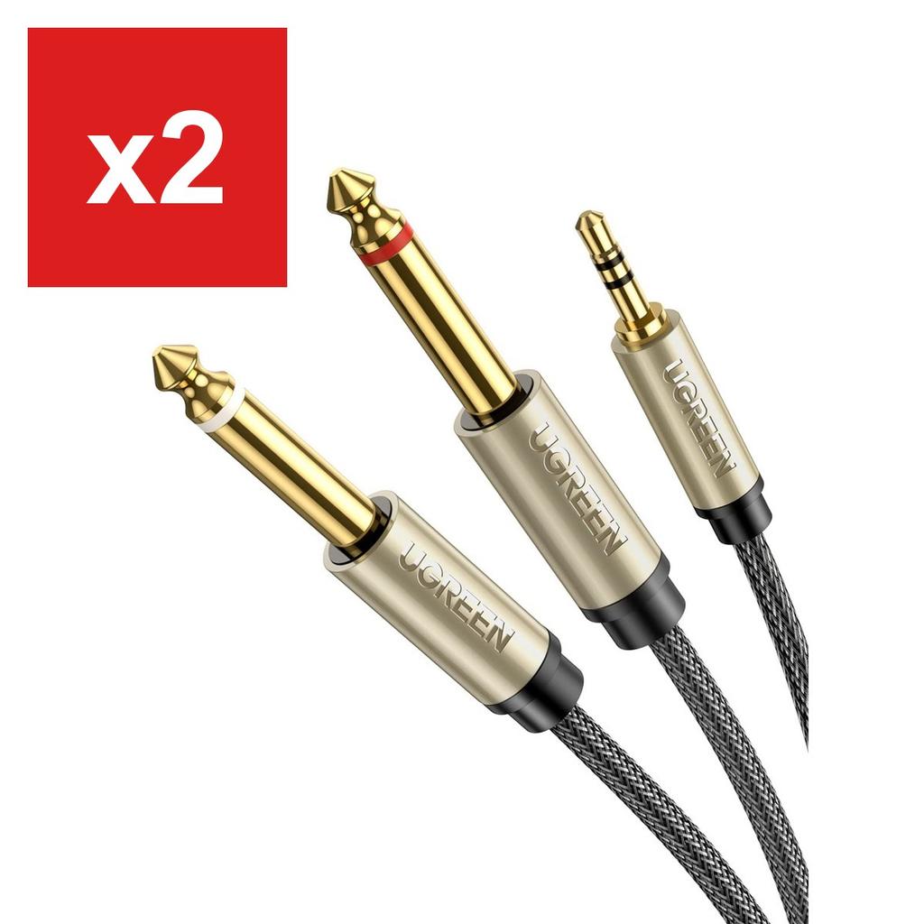 UGREEN 3.5mm to Dual 6.35mm Audio Adapter Cable, Stereo Mini Plug to 2x 1/4" TS Y-Splitter