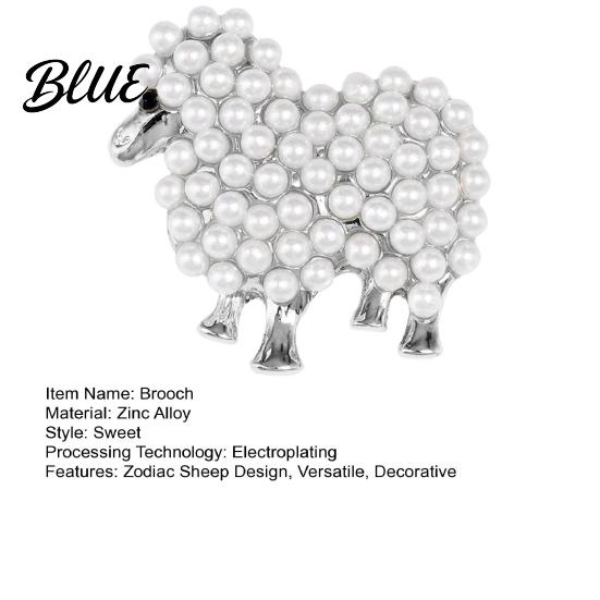 Animal Brooch Zinc Alloy Imitation Pearls Inlaid Fluffy Sheep Design