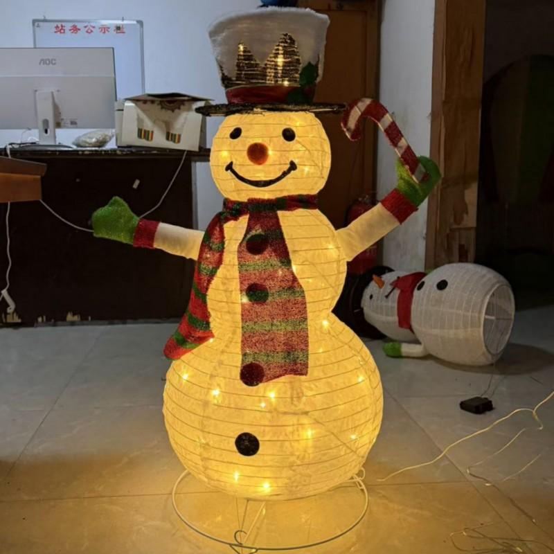 Christmas Foldable Light Up Snowman Decor 1.2/1.8m Holiday Ornament Home Party