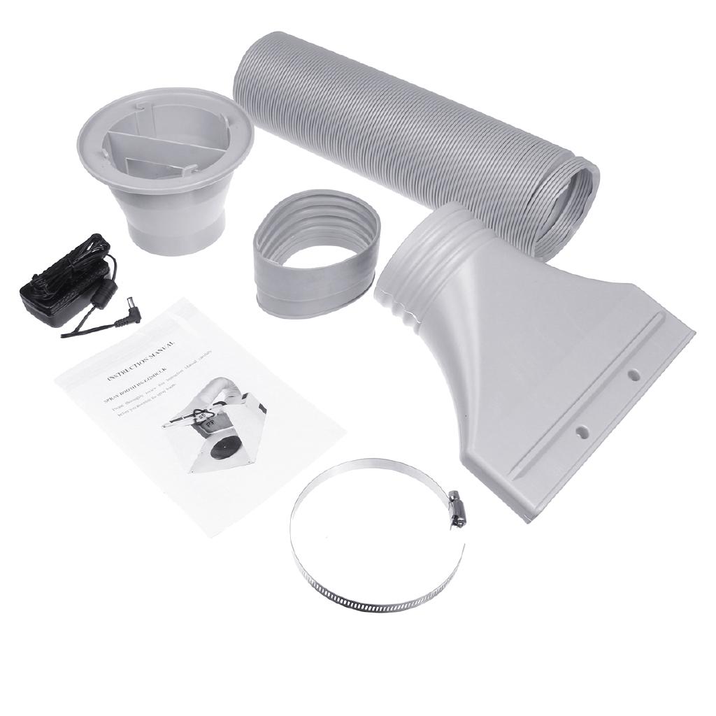 Airbrush Paint Spray Booth Kit Portable Exhaust Filter Extractor Fan Set Model Turn Table Fiberglass Filter Sponges LED