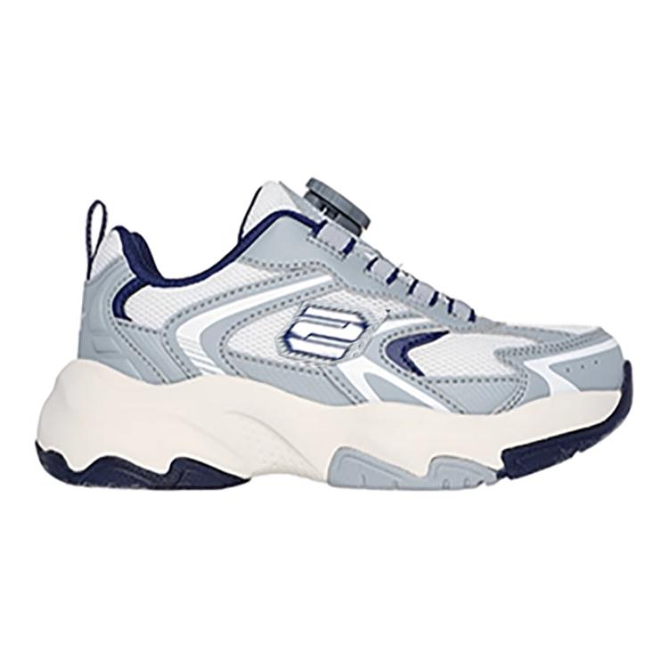 Skechers Kids Fabric Comfortable Non-Slip Durable Low-Top Casual Shoes Kids Sneakers Gray White 405292L-GYW