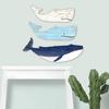 3 Pcs Wood Nautical Wall Decor Rustic Coastal Theme Whale Shark Wall Art Vintage Sea Animal Hanging Ornament for Living Room Bedroom