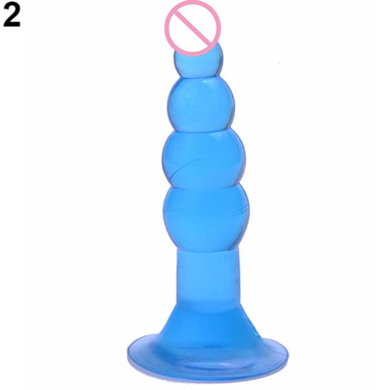 Unisex Pleasure Flexible Beads Anal Sex Toy Butt Plug Insert with Suction Cup