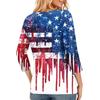 Women's Fashion Button V Neck Seven Sleeve Independence Day Printed Top