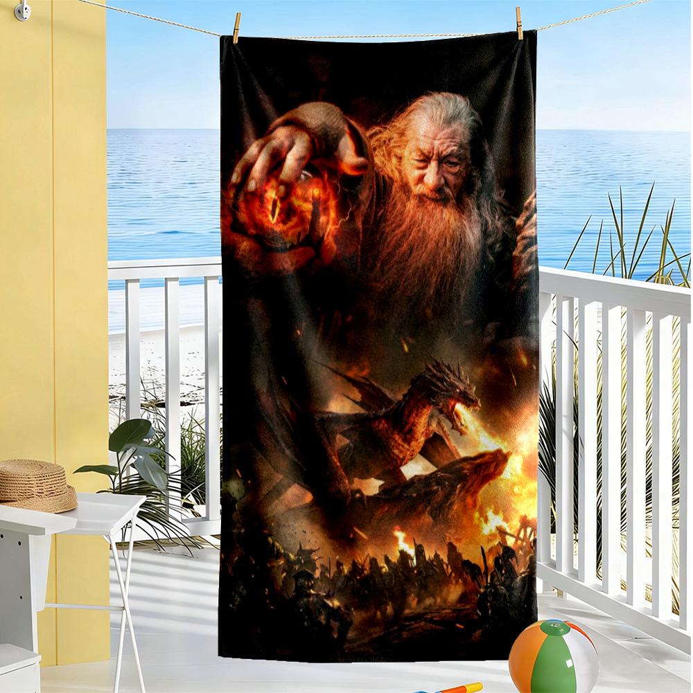 Lord Rings Beach Towel Super Soft Absorbent Comfortable Lightweight Perfect for Traveling Yoga Camping and Swimming