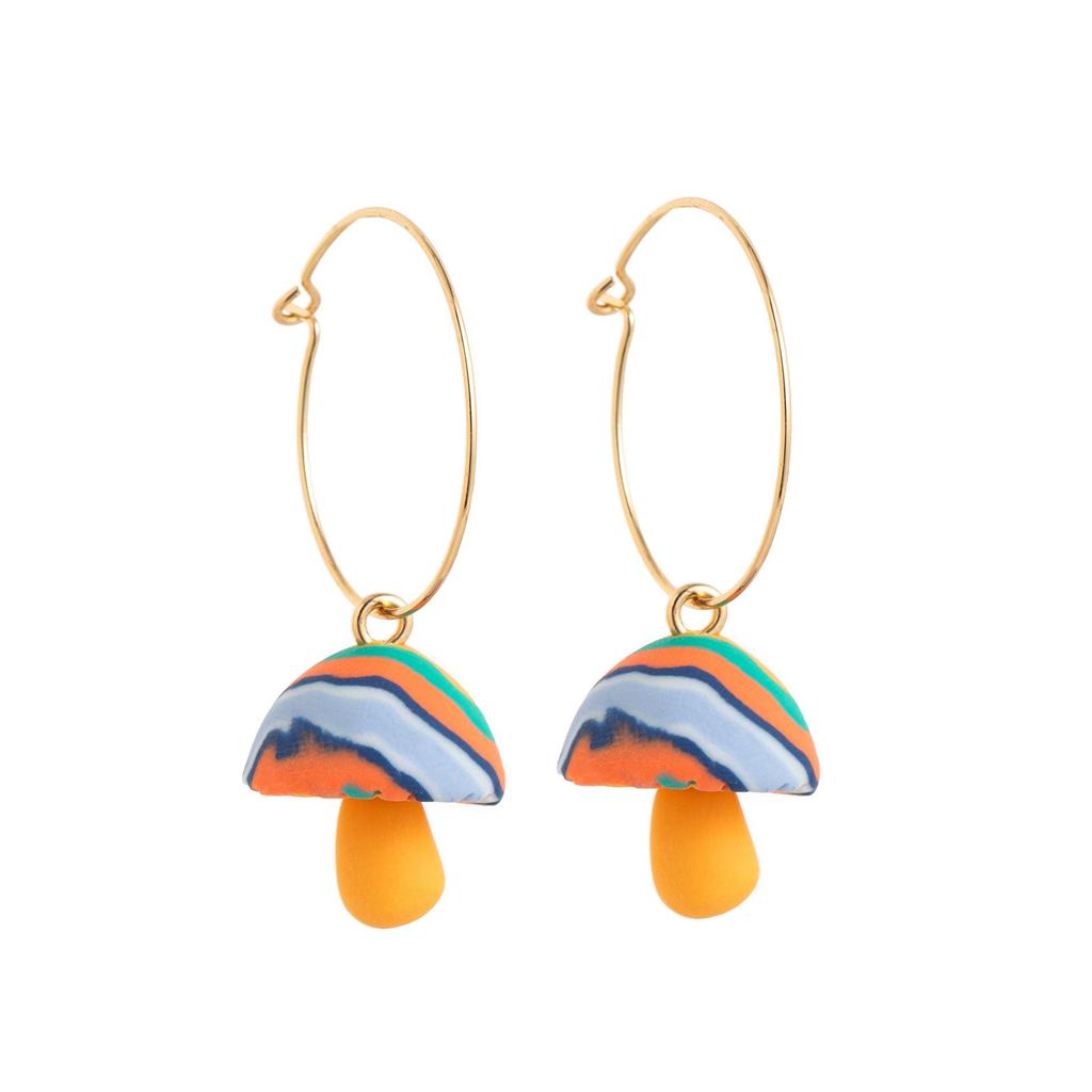 Creative Retro 3D Drip Oil Polymer Clay Mushroom Earrings
