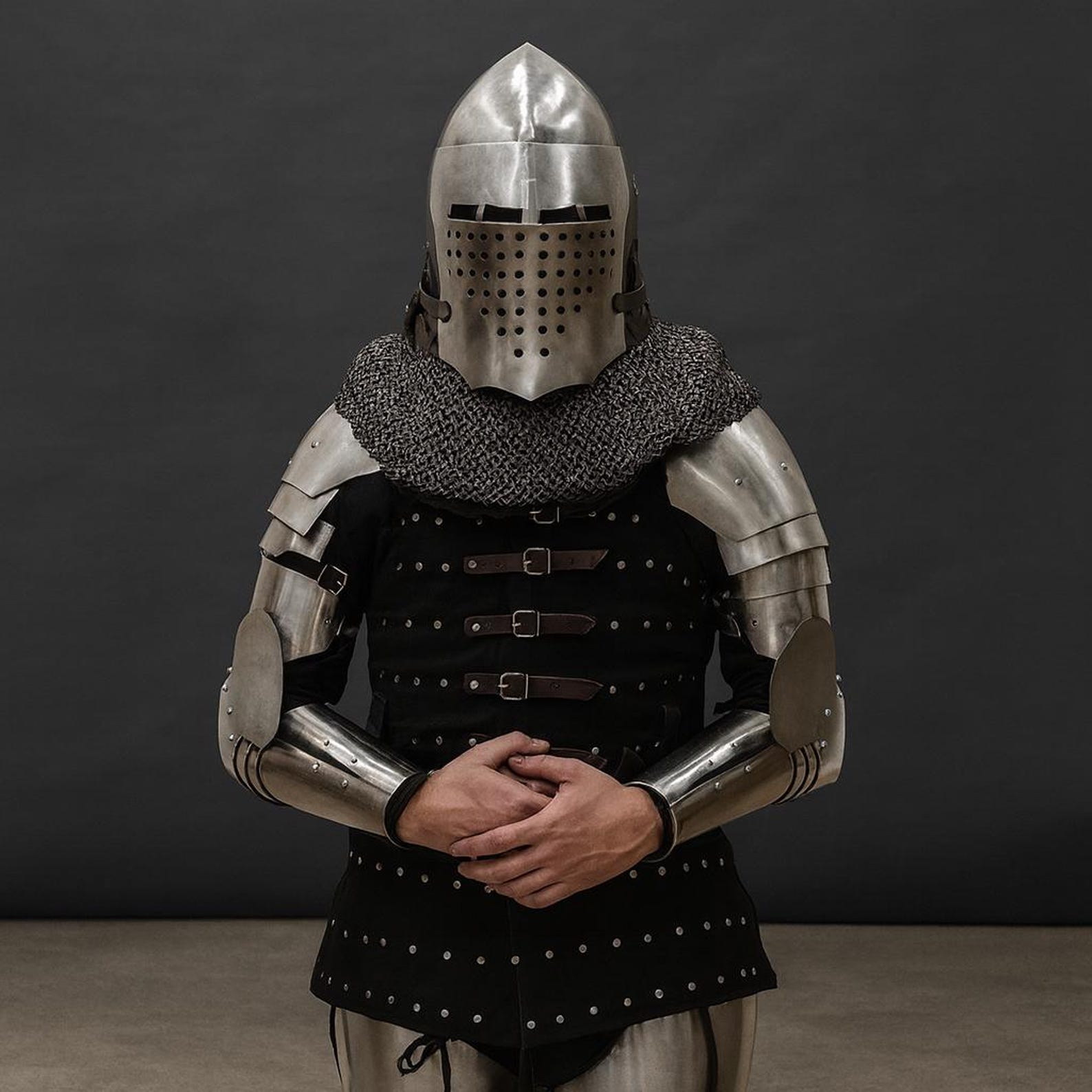 Medieval Steel Knight Warrior Outfit Full Armor LARP Cosplay Costume