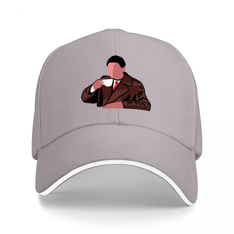 Unisex IN SUIT DRINKING COFFEE CLASSIC BASEBALL CAP BLACK WITH WHITE TRIM STYLISH DESIGN FOR EVERYDAY WEAR FASHION ACCESSORY