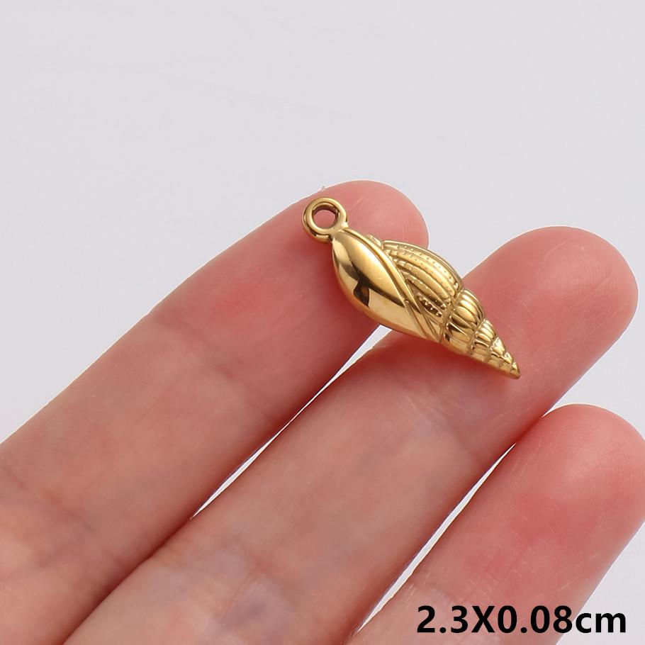 5pcs/Lot Gold Color Exquisite Sea Animal Charm Shell Tortoise Stainless Steel Pendants For Jewelry Making Supplies Beach Pendant