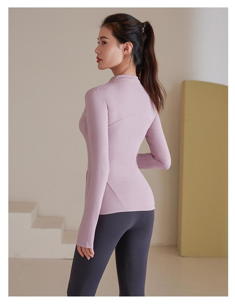 Nude Feel Fitness Wear: Slim-Fit Long-Sleeve Yoga Jacket with Zipper Pocket