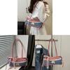 Street Style Small Crossbody Bag With Denim Red Plaid Pattern For Daily Use