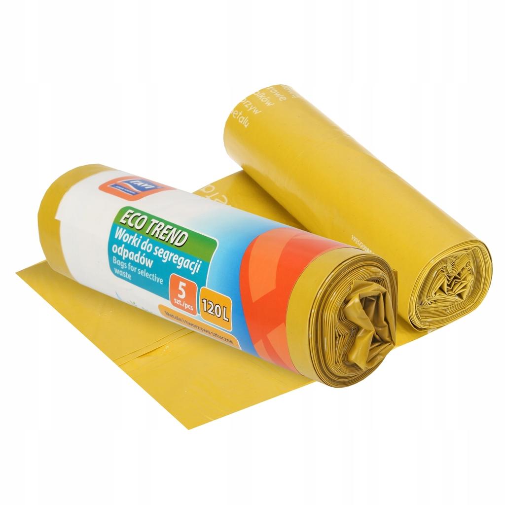 Yellow plastic garbage bags for segregation 120L