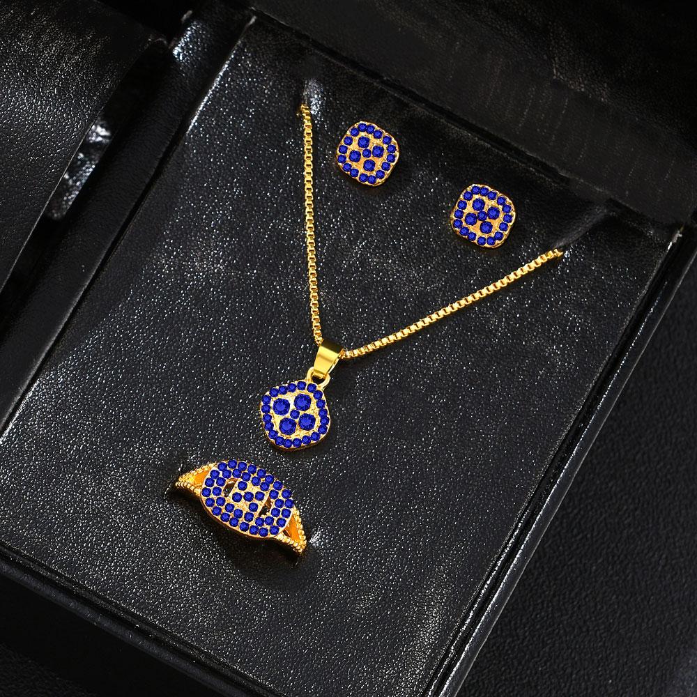 1PC Luxury Cube Zircon Set, Women's Elegant Necklace, Earrings & Ring Set, Perfect Gift for Valentine's Day, Christmas Gift, Bi