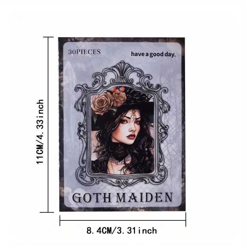 30-Piece Vintage Gothic Girl Sticker Set - Retro DIY Collages, Scrapbooks, Planners & Journals -Diverse Character Artistic Decor