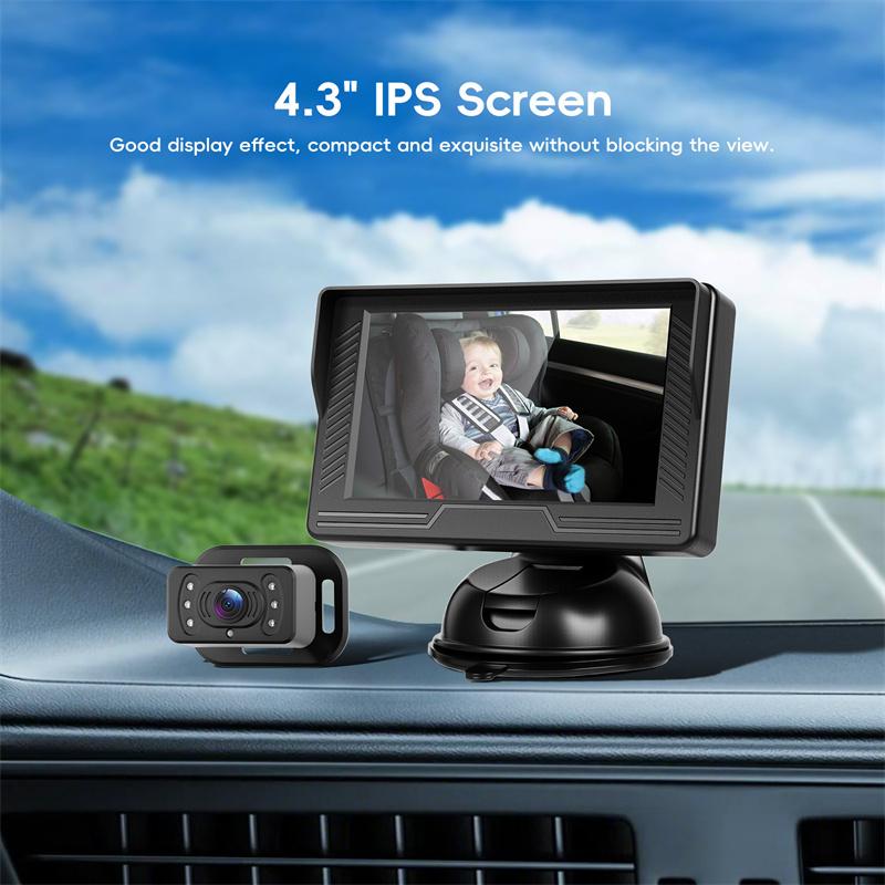 Car Rear Baby Monitor 4.3'' Car Monitor With Camera Night Vision Wide-Angle Real-Time Baby Monitoring Stable Mounting
