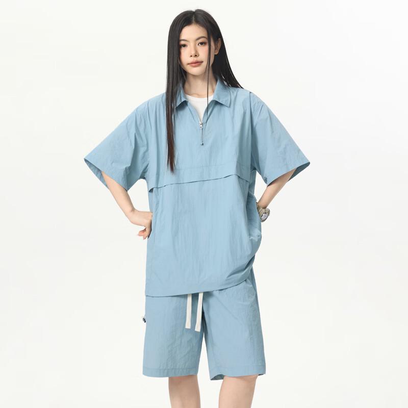 Unisex Half-Zip Polo T-Shirt & Sun Protection Shorts Set