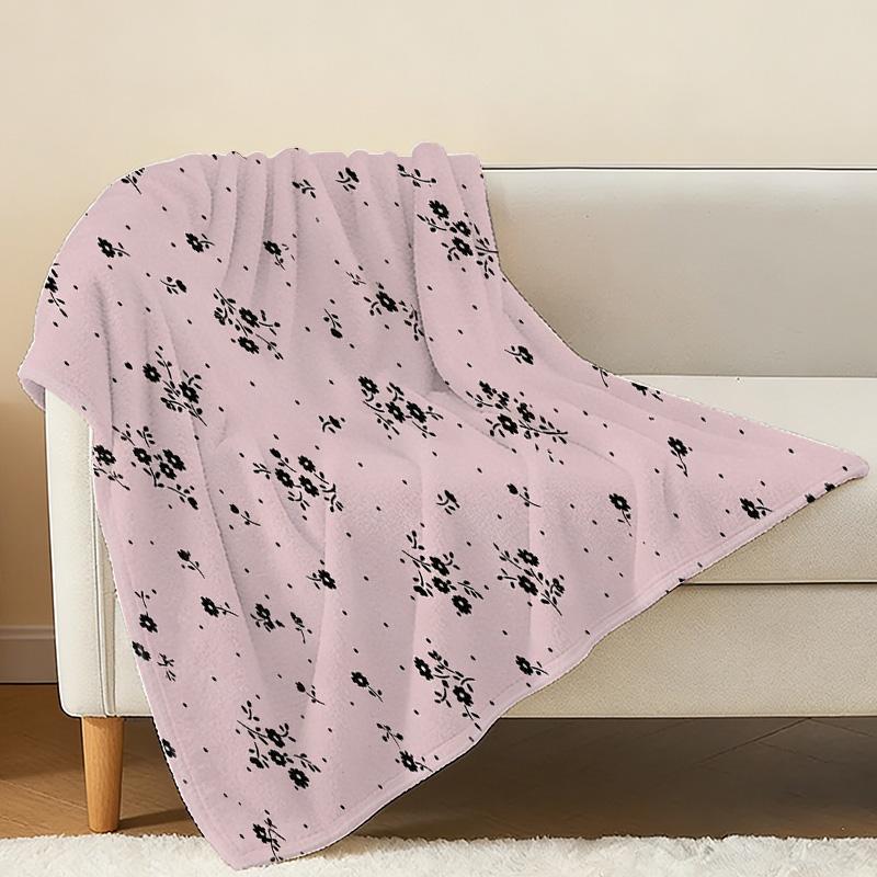 Floral Flannel Fleece Throw Blanket – Soft, Skin-friendly, Machine Washable Warm Blanket for Home Lounge, Office Naps, Halloween & Christmas
