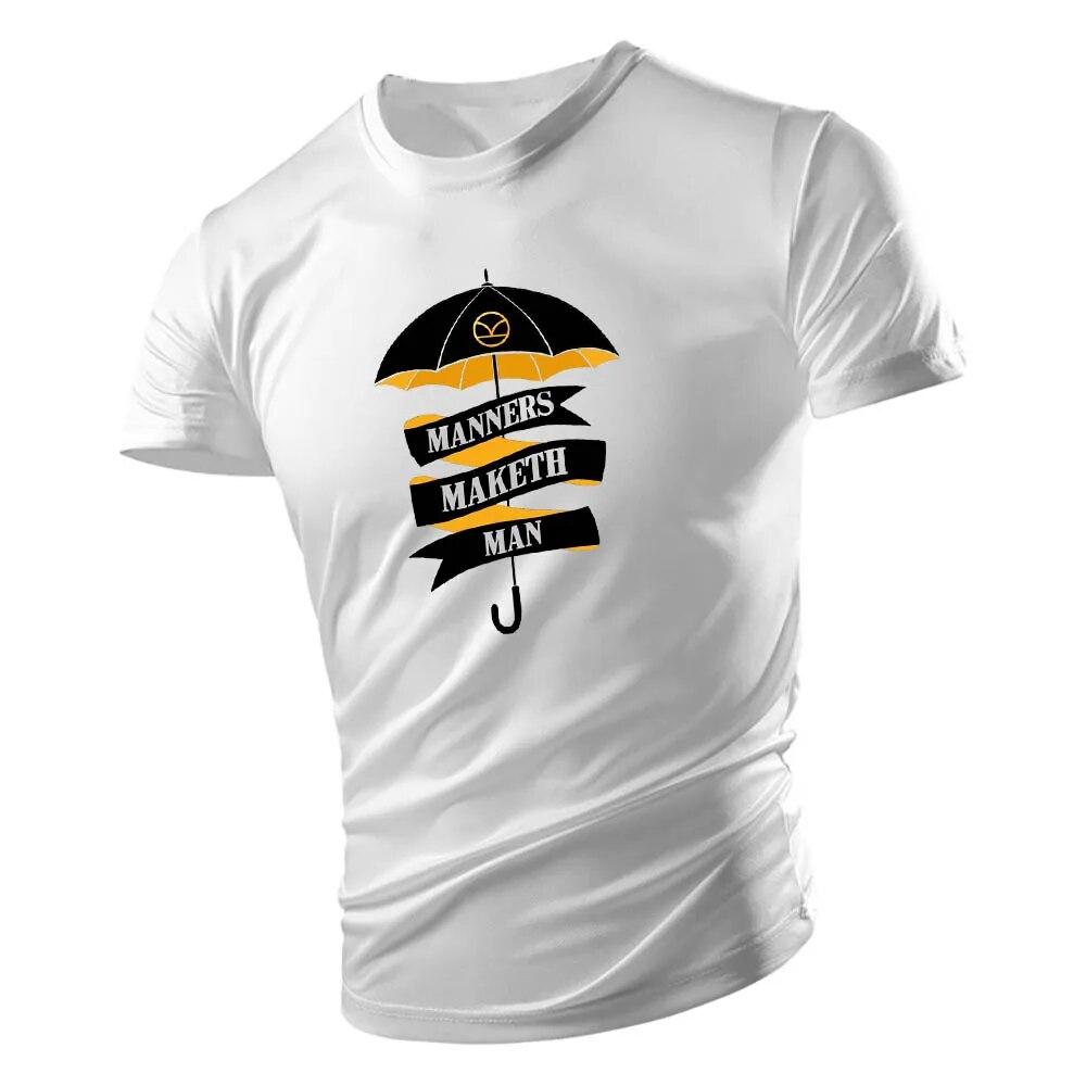 Casual Sports Style 2d Small Umbrella Print Summer Men'S Crew Neck Short Sleeve T-Shirt Loose Comfortable Breathable Quick Dry