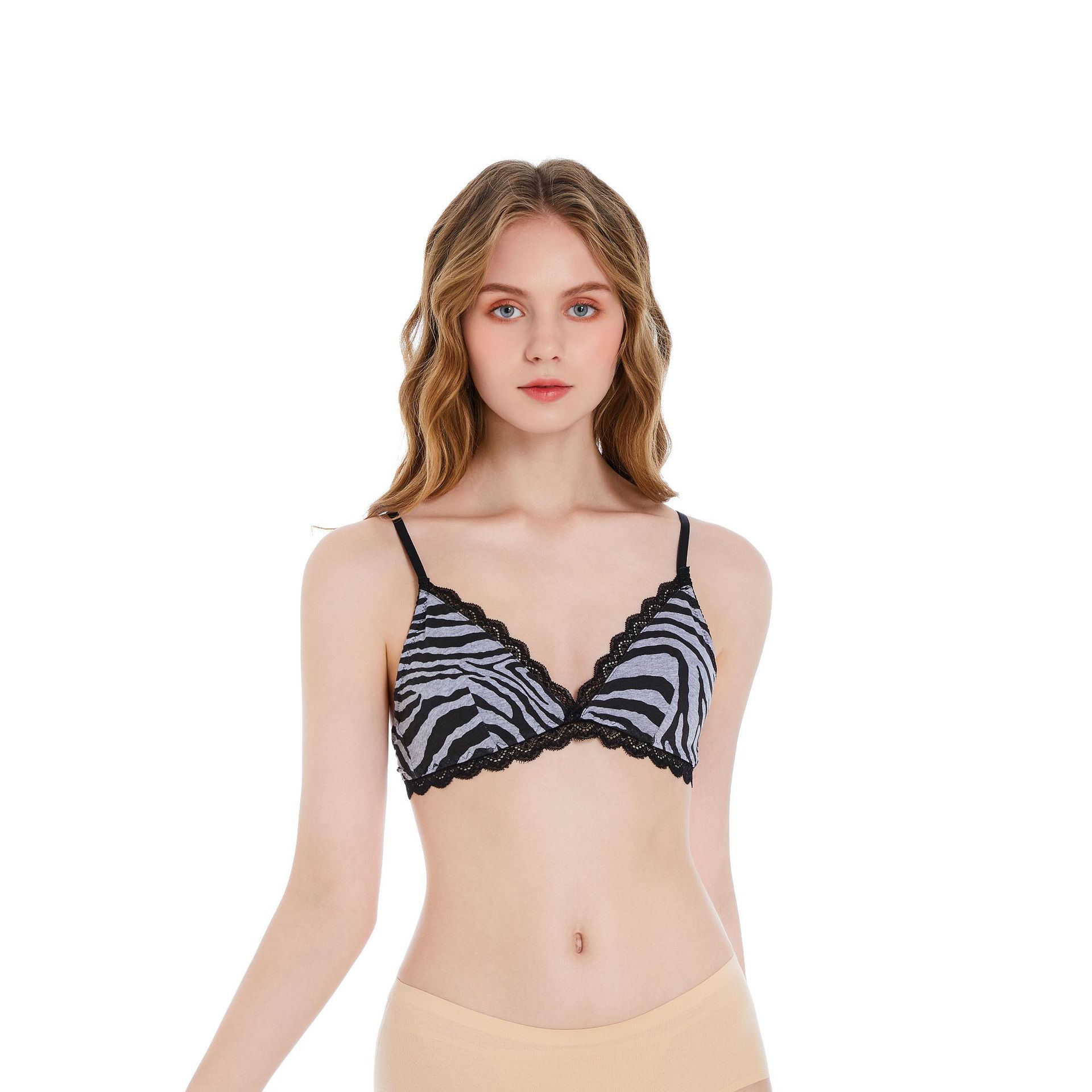 

Новые европейские и американские сексуальные треугольные чашки без стального кольца, модный бюстгальтер, нижнее белье с кружевными краями L чёрный