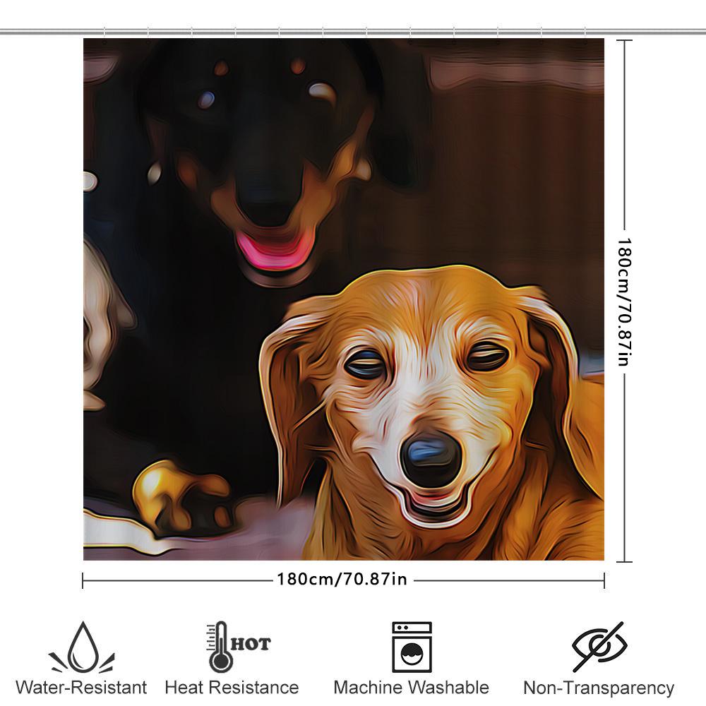 Vibrant Bathing Shower Curtain Adorable Dogs Print Bathroom Decoration Waterproof Fabric Home Accessories Modern Artistic Design