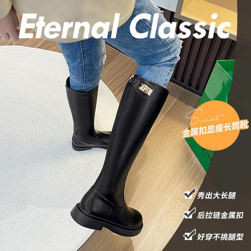 Augustine Boots 2025 Autumn New Women's Single Boots British College Style Thin Boots Internet Celebrity Cigarette Boots