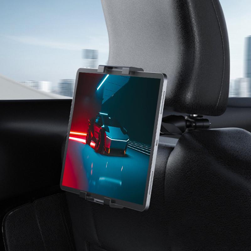 Car Headrest Metal Phone Mount Stretchable Car Seat Back Tablet Holder Compatible with 4.7-11 Inch Cellphone,Tablets