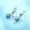 Huitan Handmade Blue Flower Drop Earrings for Women Creative Enamel Design Aesthetic Female Ear Accessories Party Trendy Zircon