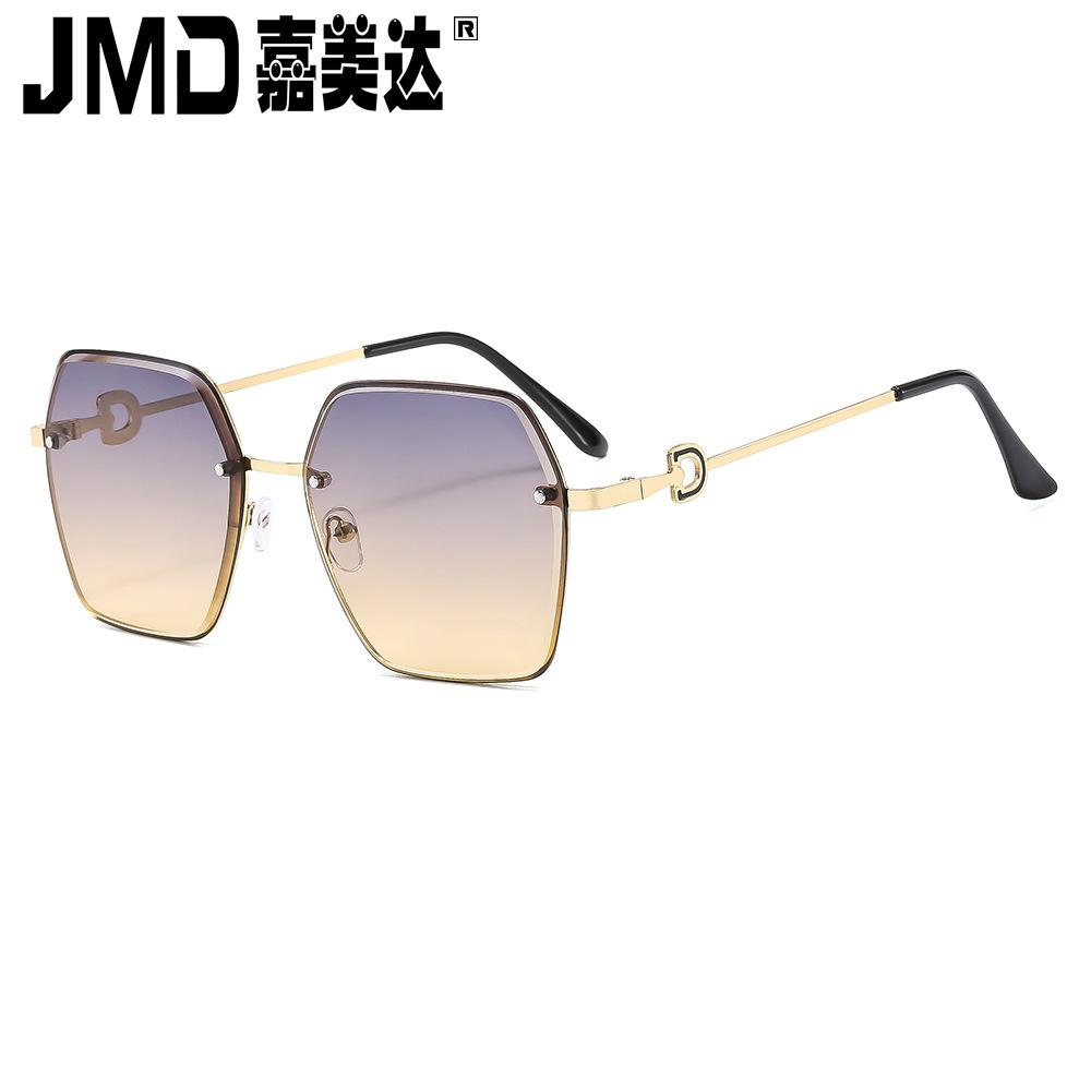 Frameless Trimmed Anti-Ultraviolet Sunglasses Women'S Large Frame Retro Gradual Change Piece Sunglasses