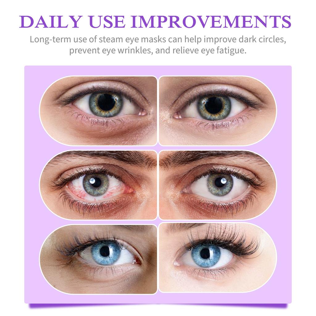 Parní maska ​​na oči 12ks, únava očí, stín na oči, zahřívací náplast na oči, jednorázová maska ​​na oči na spaní