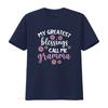 Cute Floral Greatest Blessings Call Me Gramma Quote Print Casual T Shirt Vintage Washed Versatile Stylish Fashion Graphic