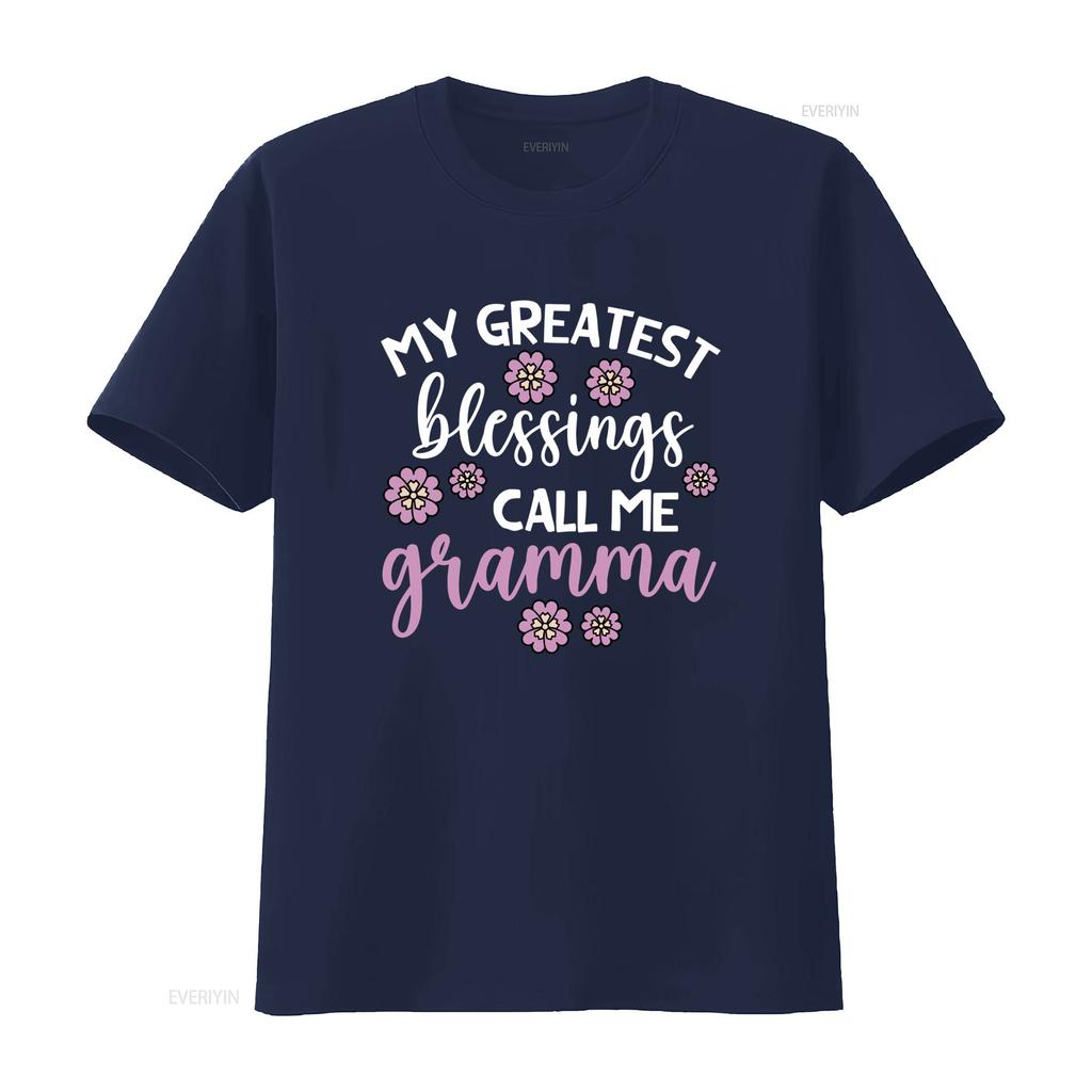 Cute Floral Greatest Blessings Call Me Gramma Quote Print Casual T Shirt Vintage Washed Versatile Stylish Fashion Graphic